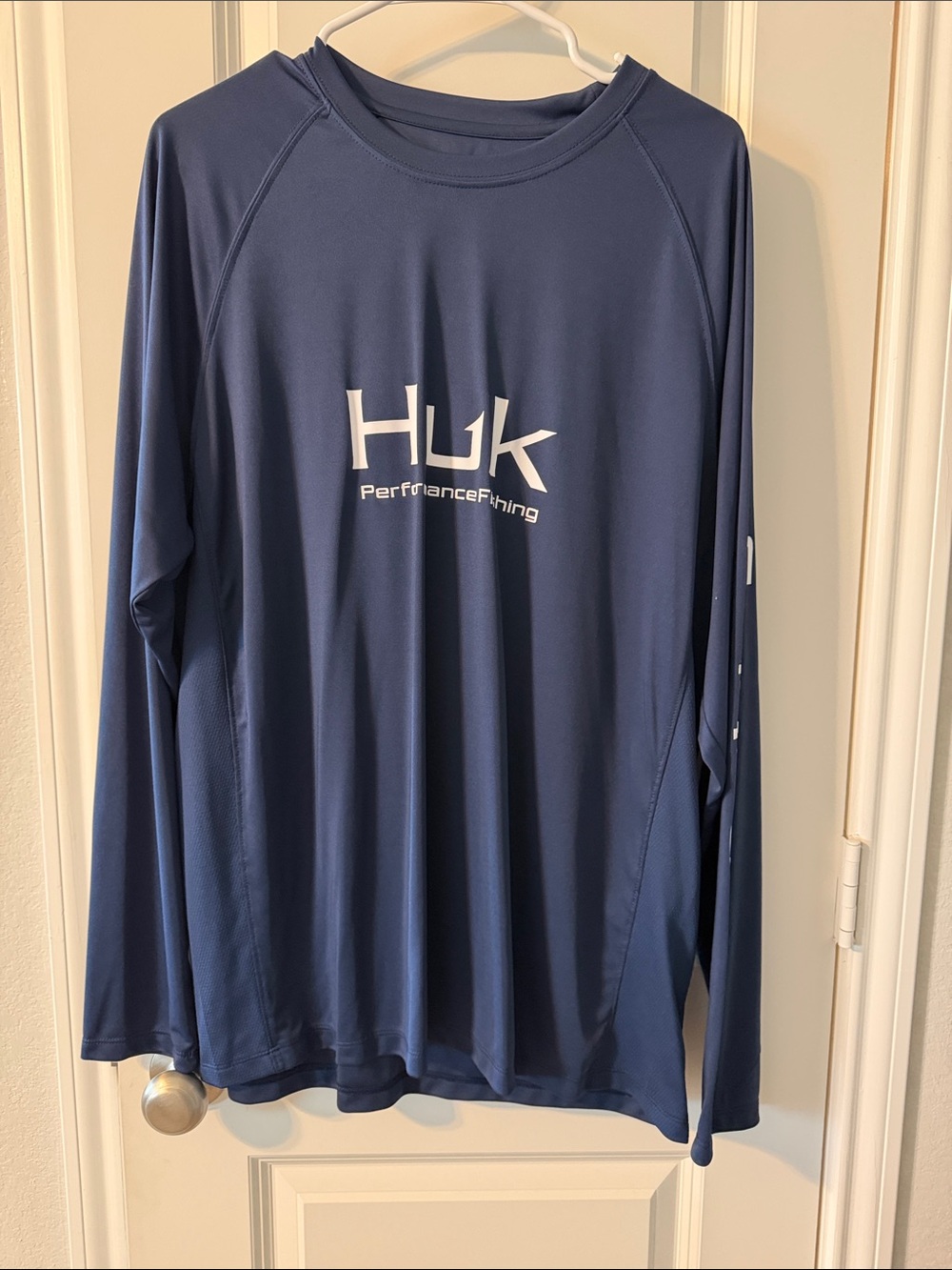 Huk Long Sleeve Performance Tee - Blue with White Logo